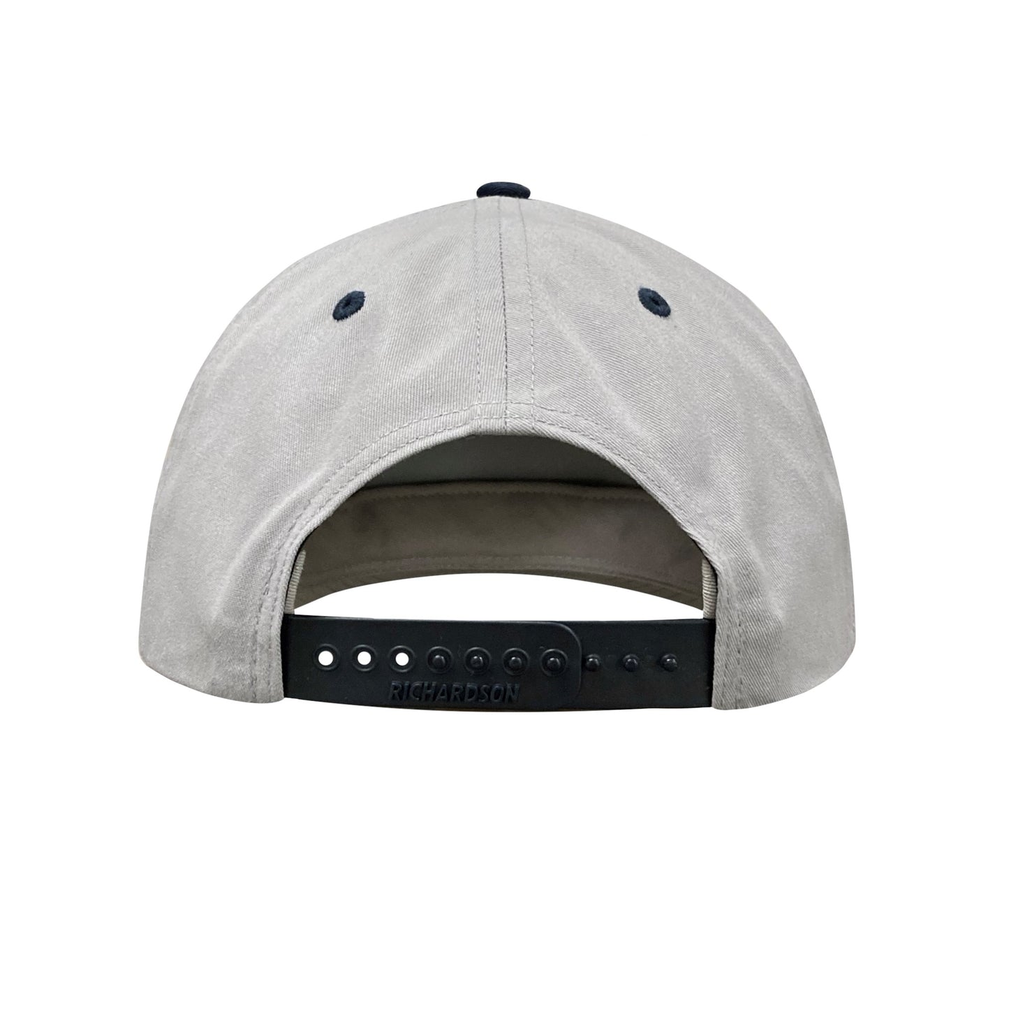 Light gray baseball cap shown from the back with a navy snapback closure and “RICHARDSON” embossed on the strap.
